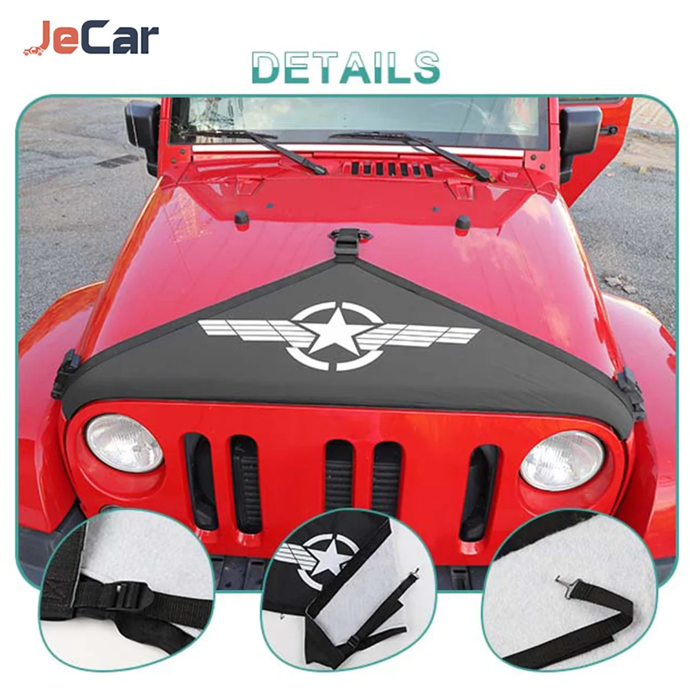 JeCar Canvas Car Front Hood Cover Protector Accessories for Jeep Wrangler JK 2007-2017 Exterior Engine Cover Car Styling - Image 4