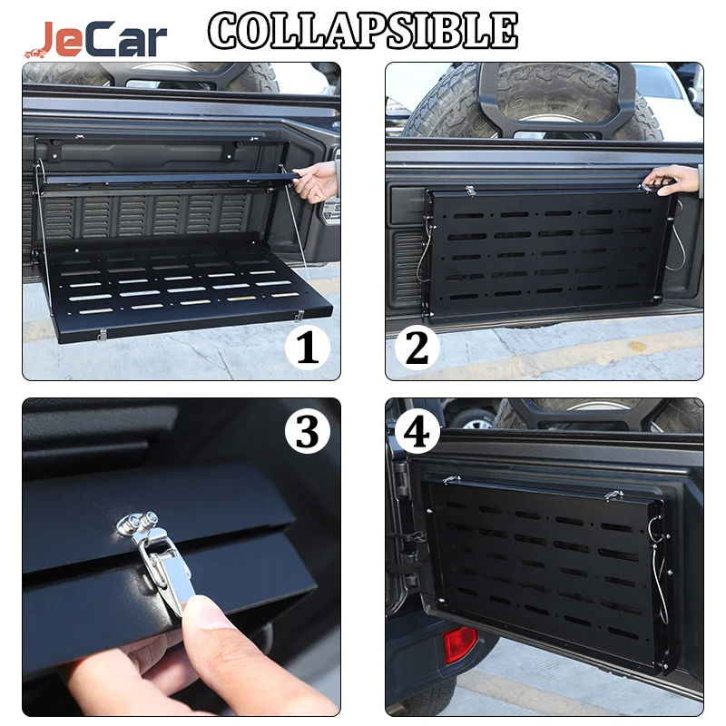 JeCar Car Rear Racks Tailgate Storage Table Trunk Organizer Foldable Shelf For Jeep Wrangler JL 2018+ Interior Accessories - Image 5