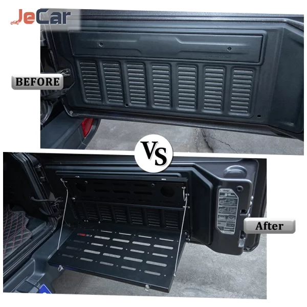JeCar Car Rear Racks Tailgate Storage Table Trunk Organizer Foldable Shelf For Jeep Wrangler JL 2018+ Interior Accessories - Image 4