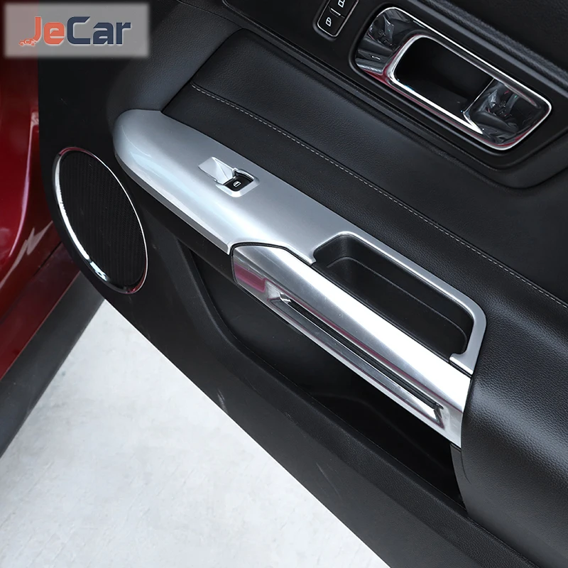 JeCar ABS Car Windows Lifting Control Panel Decor Cover Protector Carbon Fiber Sticker For Ford Mustang 2015UP Inner Accessories - Image 5