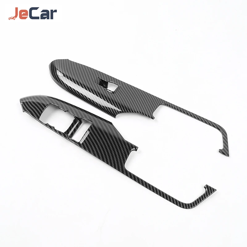 JeCar ABS Car Windows Lifting Control Panel Decor Cover Protector Carbon Fiber Sticker For Ford Mustang 2015UP Inner Accessories - Image 2