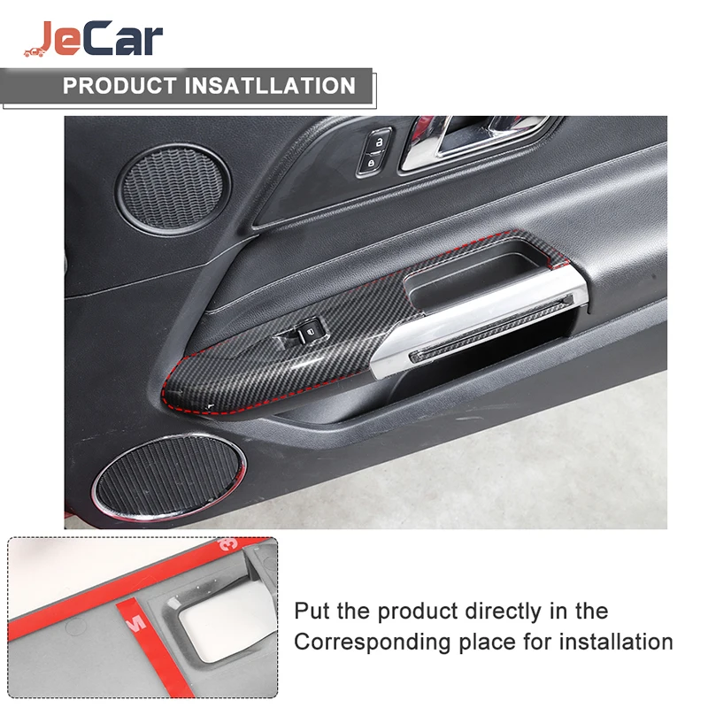 JeCar ABS Car Windows Lifting Control Panel Decor Cover Protector Carbon Fiber Sticker For Ford Mustang 2015UP Inner Accessories - Image 6