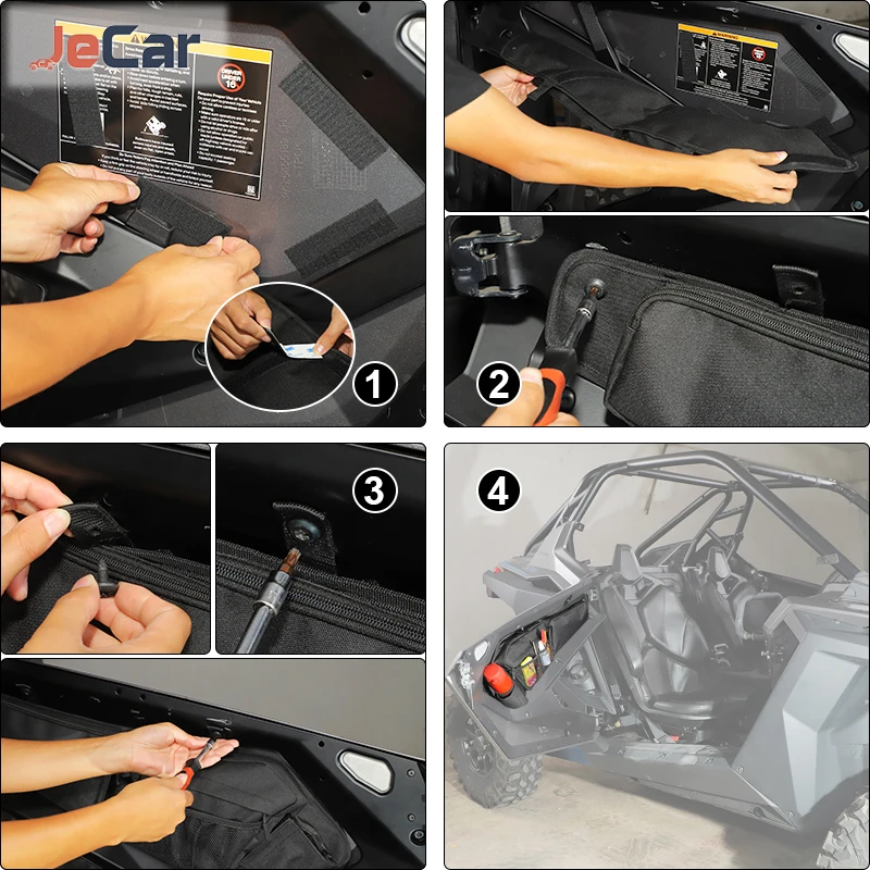 JeCar Door Inside Storage Bags Organizer Pocket For Polari RZR PRO XP UItimate 2021 up Stowing Tidying Interior Accessories - Image 4